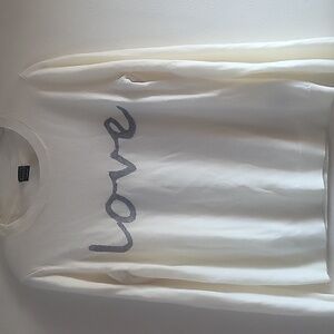 GAP White Sweater with Gray Love Script